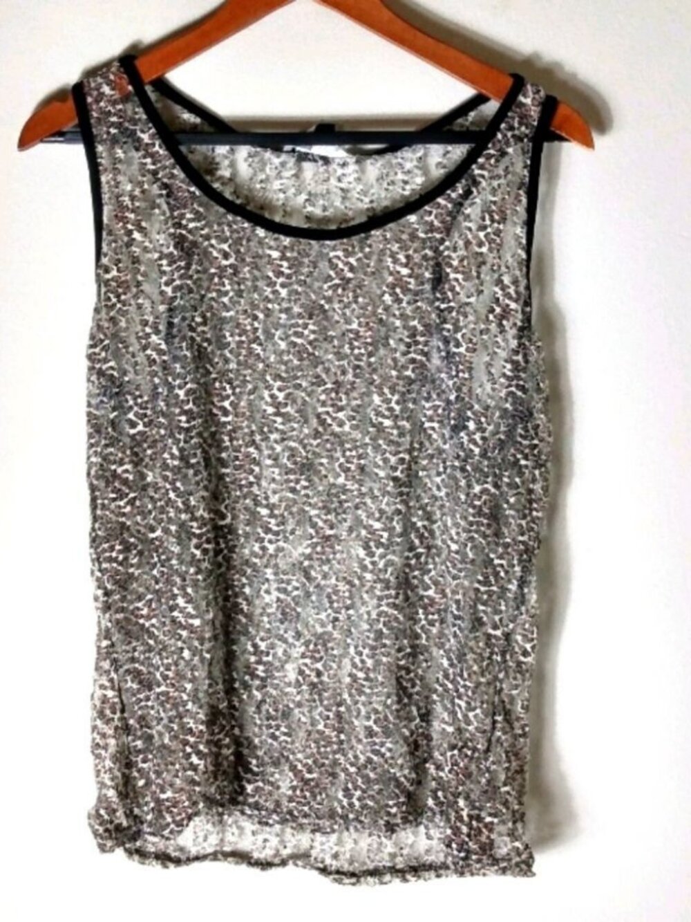 Caren Sport 1X Brown Black Stretch Lace Tank Top Plus